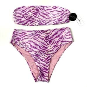 PACSUN Salero Swim | Purple Zebra Print Strapless Bikini NWT M
